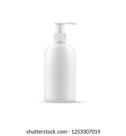 Plastic container for liquid soap, gel, cream, lotion.  Vector mockup isolated on white background.