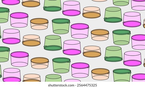Plastic container pattern background. Plastic container illustration pattern. Plastic container background. Perfect for fabrics, print, textile, wallpaper, and decor. SSTKbackgrounds