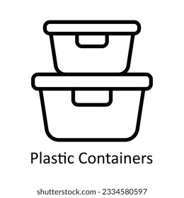 Plastic Containers Vector outline Icon Design illustration. Kitchen and home  Symbol on White background EPS 10 File