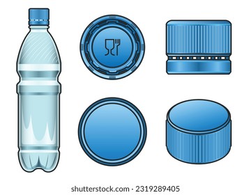 Plastic cork vector color set icon. Vector illustration bottle of cap on white background. Isolated color set icon plastic cork .
