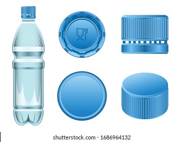 Plastic cork vector realistic set icon. Vector illustration bottle of cap on white background. Isolated realistic set icon plastic cork .