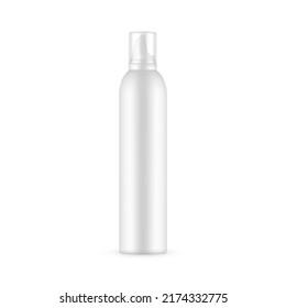 Plastic Cosmetic Bottle for Mousse or Foam, Isolated on White Background. Vector Illustration