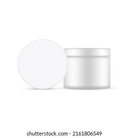 Plastic Cosmetic Jar Mockup for Gel or Cream Isolated on White Background. Vector Illustration