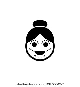 Plastic, cosmetic surgery on face with dotted lines vector icon for medical apps and websites. Line style face aesthetic vector icon.