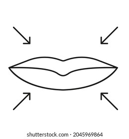 Plastic cosmetic surgery on face and lips with dotted lines flat vector icon for medical apps and websites