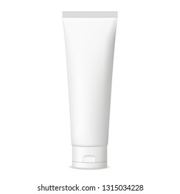 Plastic cosmetic tube for cream or gel mockup isolated on white background. Vector illustration