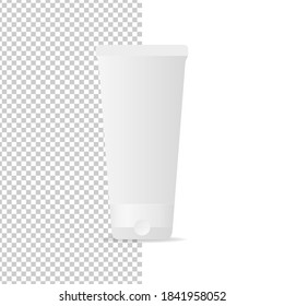 Plastic cosmetic tube mockup. Plastic cosmetic container. Mockup vector isolated. Template design. Realistic vector illustration.