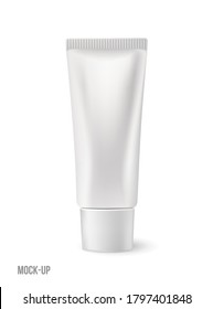 Plastic cosmetic tube , mockup isolated on white background.Realistic 3d.cosmetics, body cream, skin care, gel, lotion, glue, toothpaste.front view. Vector illustration