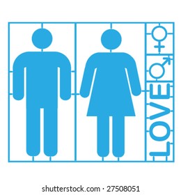 Símbolos de pareja y género plásticos - vector