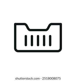 Plastic crate isolated icon, ventilated crate vector icon with editable stroke