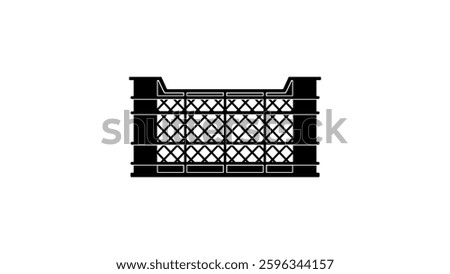 Plastic crate symbol, black isolated silhouette