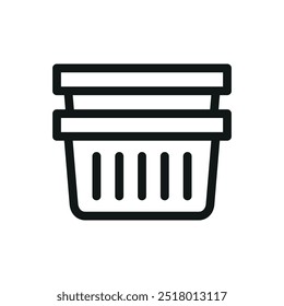Plastic crates isolated icon, ventilated crates vector icon with editable stroke