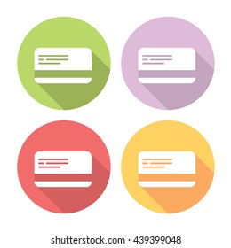 Plastic Credit Card Flat Style Design Icons Set