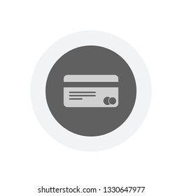 plastic credit card icon. Icon in colored circle with gray bold border. Web button, modern flat design