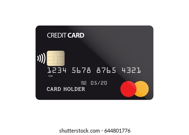 Plastic credit card with NFC chip. Vector illustration