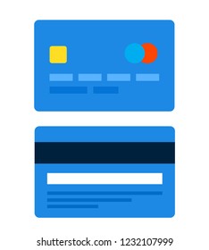 Plastic credit card on both sides flat single icon vector isolated on white