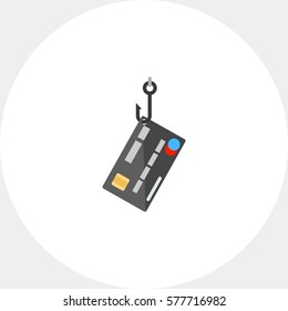 Plastic credit card on hook icon