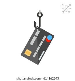 Plastic credit card on hook icon