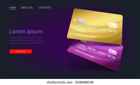 Plastic credit cards. Web banner template