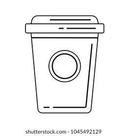 Plastic cup of chocolate coffee vector line icon isolated on white background. Takeaway coffee line icon for infographic, website or app.