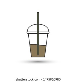 Plastic cup of cocoa/ coffee icon in flat style. Vector drink cocktail symbol for your web site design, logo, app, UI.