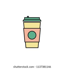 plastic cup of coffee colored outline icon. Element of food icon for mobile concept and web apps. Thin line plastic cup of coffee icon can be used for web and mobile on white background