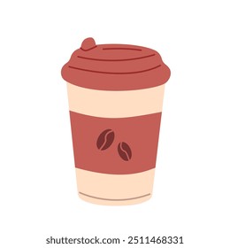 Plastic cup with coffee. Coffee drink. Autumn vibe. Warm and cozy.