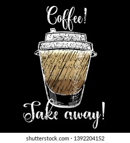 Plastic cup of coffee hand drawn outline doodle icon. Takeaway coffee sketch illustration for print, web, mobile and infographics isolated.