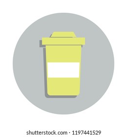 plastic cup for coffee icon in badge style. One of web collection icon can be used for UI, UX