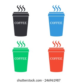 plastic cup of coffee icon - colored vector illustration
