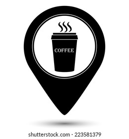 plastic cup of coffee icon - vector map pointer