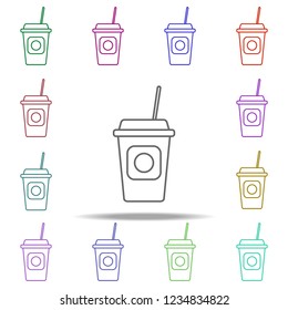 plastic cup with coffee outline icon. Elements of restaurant in multi color style icons. Simple icon for websites, web design, mobile app, info graphics