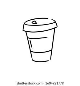 Plastic cup for coffee and tea. The icon garbage.
