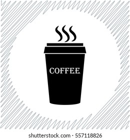 Plastic cup of coffee vector icon - black  illustration