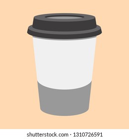 plastic cup of coffee, vector illustration, flat style