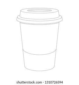 plastic cup of coffee, vector illustration, lining draw