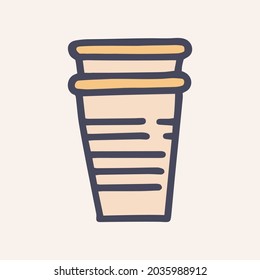 Plastic cup color vector doodle simple icon