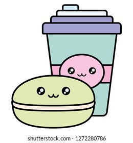 plastic cup container and candy kawaii characters