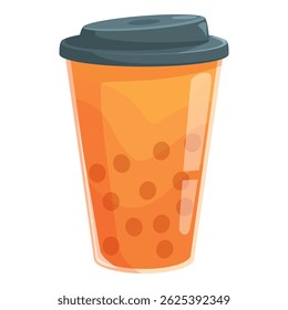 Plastic cup containing refreshing bubble tea with tapioca pearls