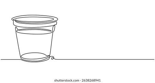 Plastic cup with dome lid continuous one line drawing, Cup with dome. Icon on Red background with shadow, Single line drawing of a hand holding a cup of iced coffee. Clear plastic cup with sphere