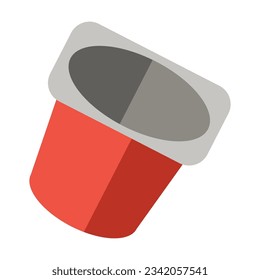 Plastic cup or garbage vector illustration. Cartoon drawing of red plastic yogurt cup. Ecology, environment, pollution concept