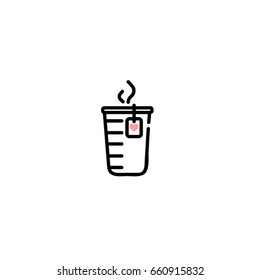 A plastic Cup of hot tea vector icon. Web design contoured illustration of a tea Cup