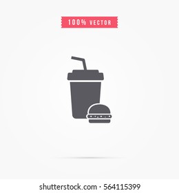 plastic cup icon with burger