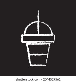 Icono de taza de plástico con diseño de capucha, tiza blanca. Dibuja una imagen en la pizarra.