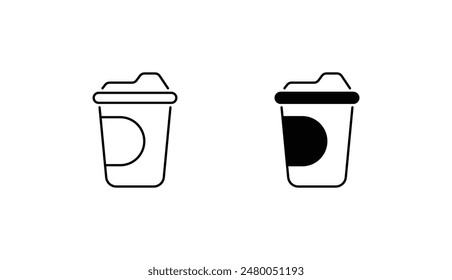 Kunststoff Cup Icon Design mit weißem Hintergrund Stock Illustration