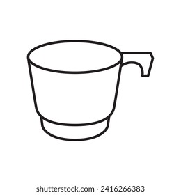 Plastikbecher-Symbol. bearbeitbare Vektorgrafiken auf weißem Hintergrund. Geschirr, Schalen, Platten, hochwertiges Design. Bearbeitbarer linearer Strich. Vektorsymbol.