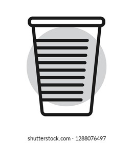 Plastic cup icon. Flat icon style. Stroke outline vector. Isolate on white background.