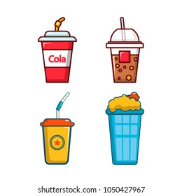 Plastic cup icon set. Cartoon set of plastic cup vector icons for web design isolated on white background