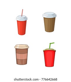 Plastic cup icon set. Cartoon set of plastic cup vector icons for web design isolated on white background