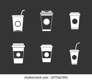 Plastic cup icon set vector white isolated on grey background 